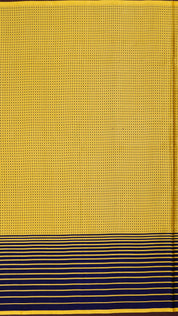 Mustard Banaras Saree with Big Navy Blue Horizontal Border