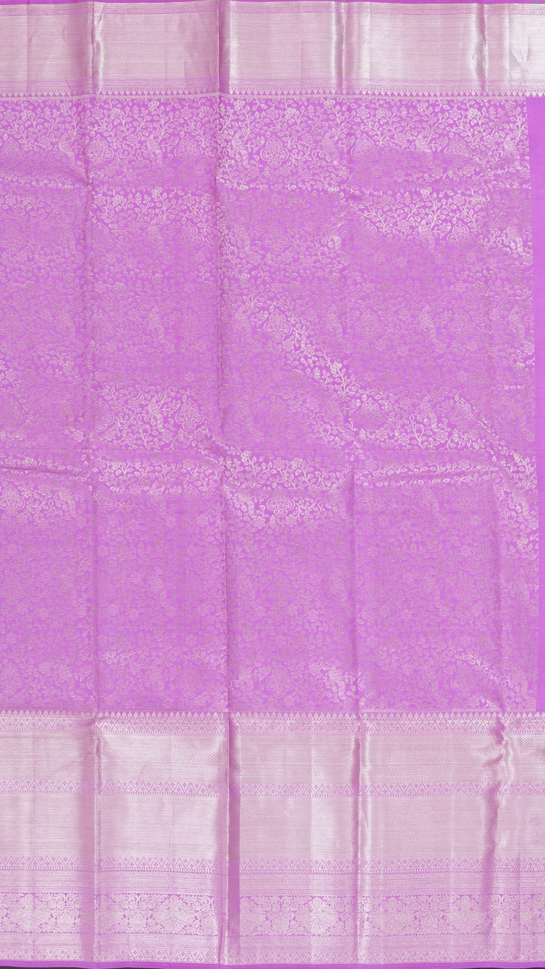Lavender Kanchipuram Silk Saree with All Over Silver Zari Work