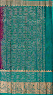 Magenta Kanchipuram Saree with Rama Green Contrast
