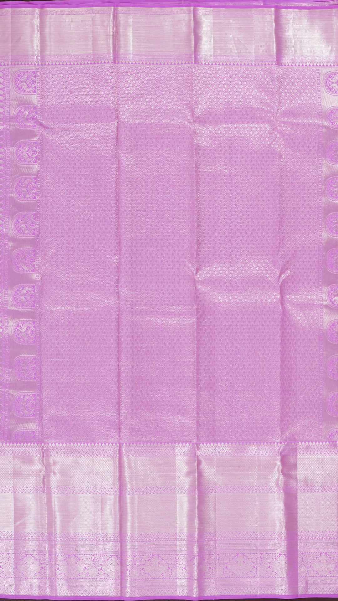 Lavender Kanchipuram Silk Saree with All Over Silver Zari Work