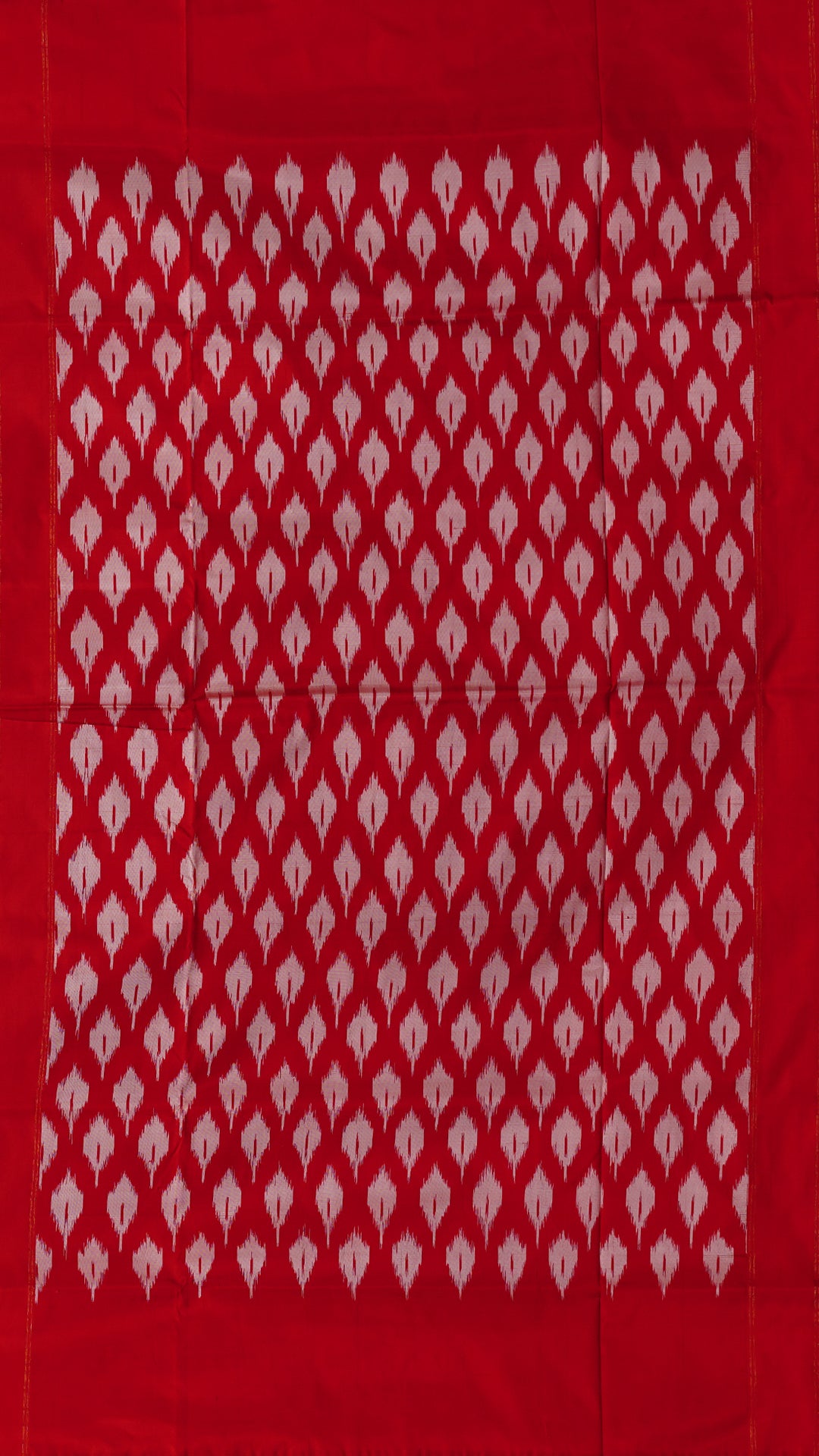 Cross-Lined Ikkat Silk Saree in Black with Red Accents