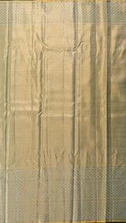Rose Pink Kanchi Pattu Saree with Olive Green Contrast Border