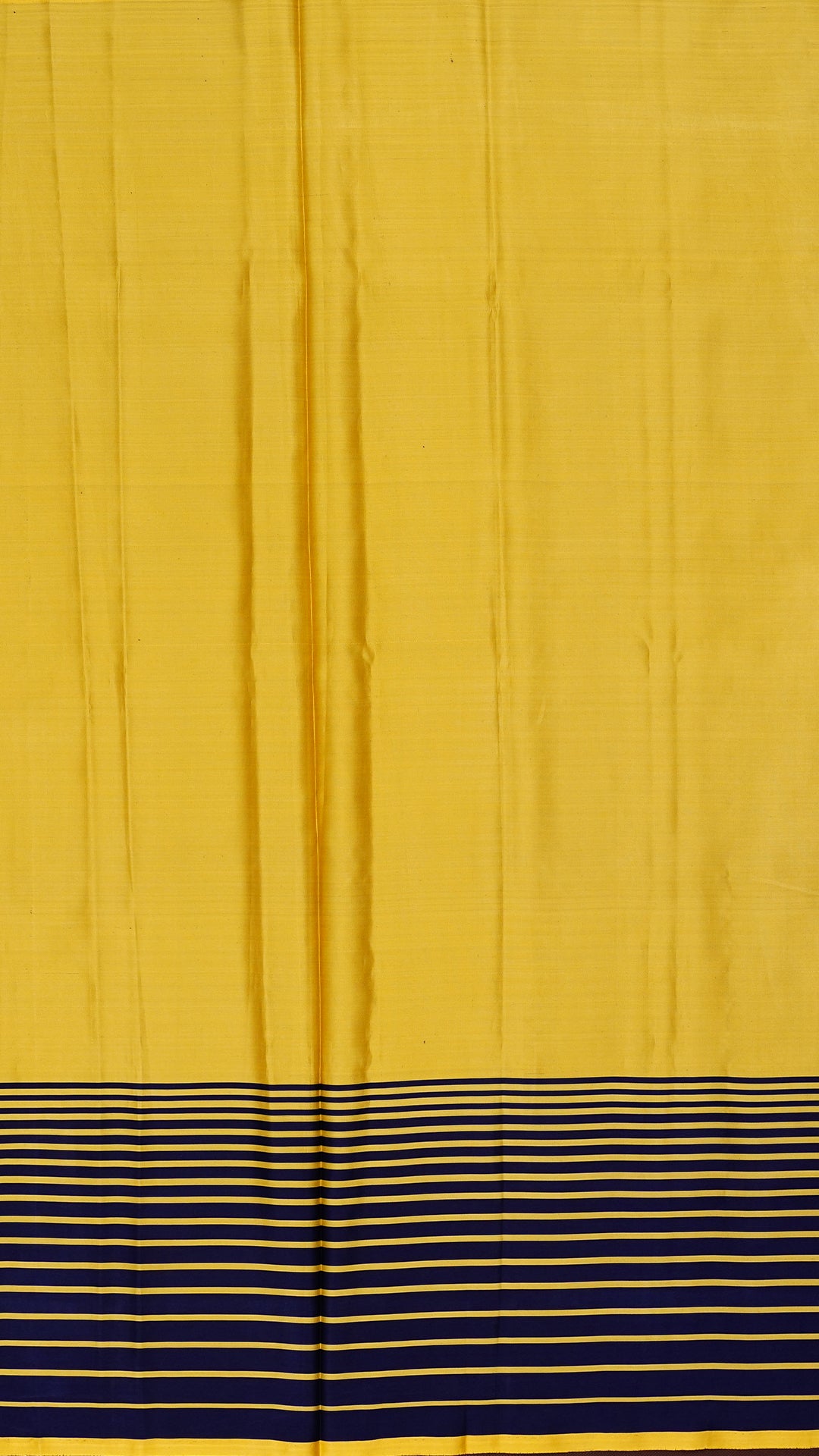 Mustard Banaras Saree with Big Navy Blue Horizontal Border