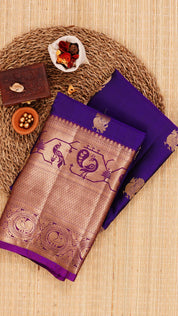 Dark Purple Kanchipuram Saree with Magenta Zari Border