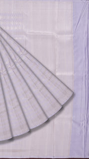Lavender Grey Banaras Saree with Small Zari Border