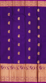Dark Purple Kanchipuram Saree with Magenta Zari Border