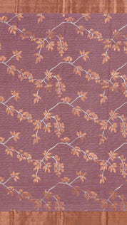 Peach Fancy Silk Saree with All Over Copper and Silver Buttas
