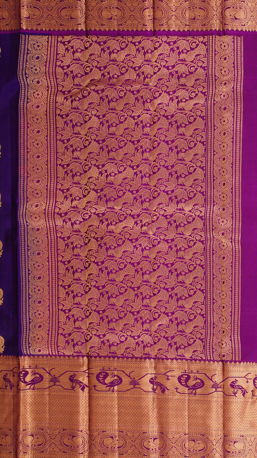 Dark Purple Kanchipuram Saree with Magenta Zari Border