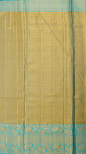 Pista Green Kanchipuram Saree with Sky Blue Contrast