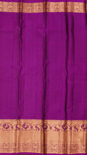 Dark Purple Kanchipuram Saree with Magenta Zari Border