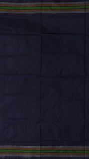 Ikkat Silk Saree with Cream Base and Navy Contrast Border