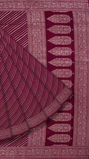 Maroon Georgette Saree with Silver Zari Border