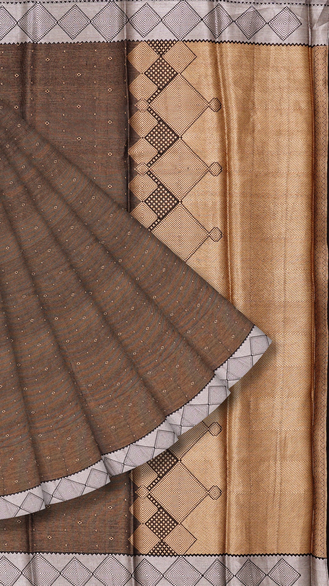 Black Banaras Saree with Small Silver Zari Brocade Border