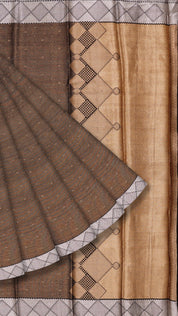 Black Banaras Saree with Small Silver Zari Brocade Border