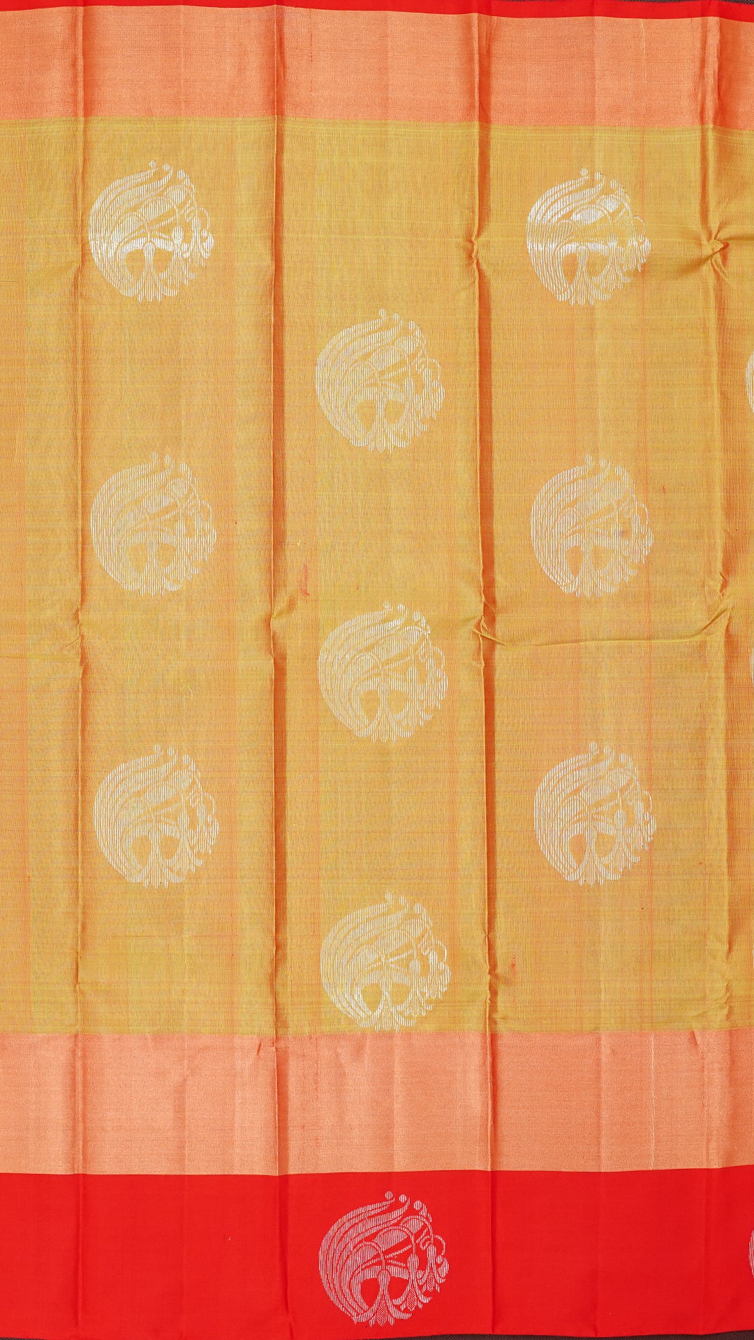 Mustard Kanchipuram Saree with Dual Shade Zari Border