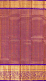 Mehendi Green Kanchipuram Saree with Violet Checks
