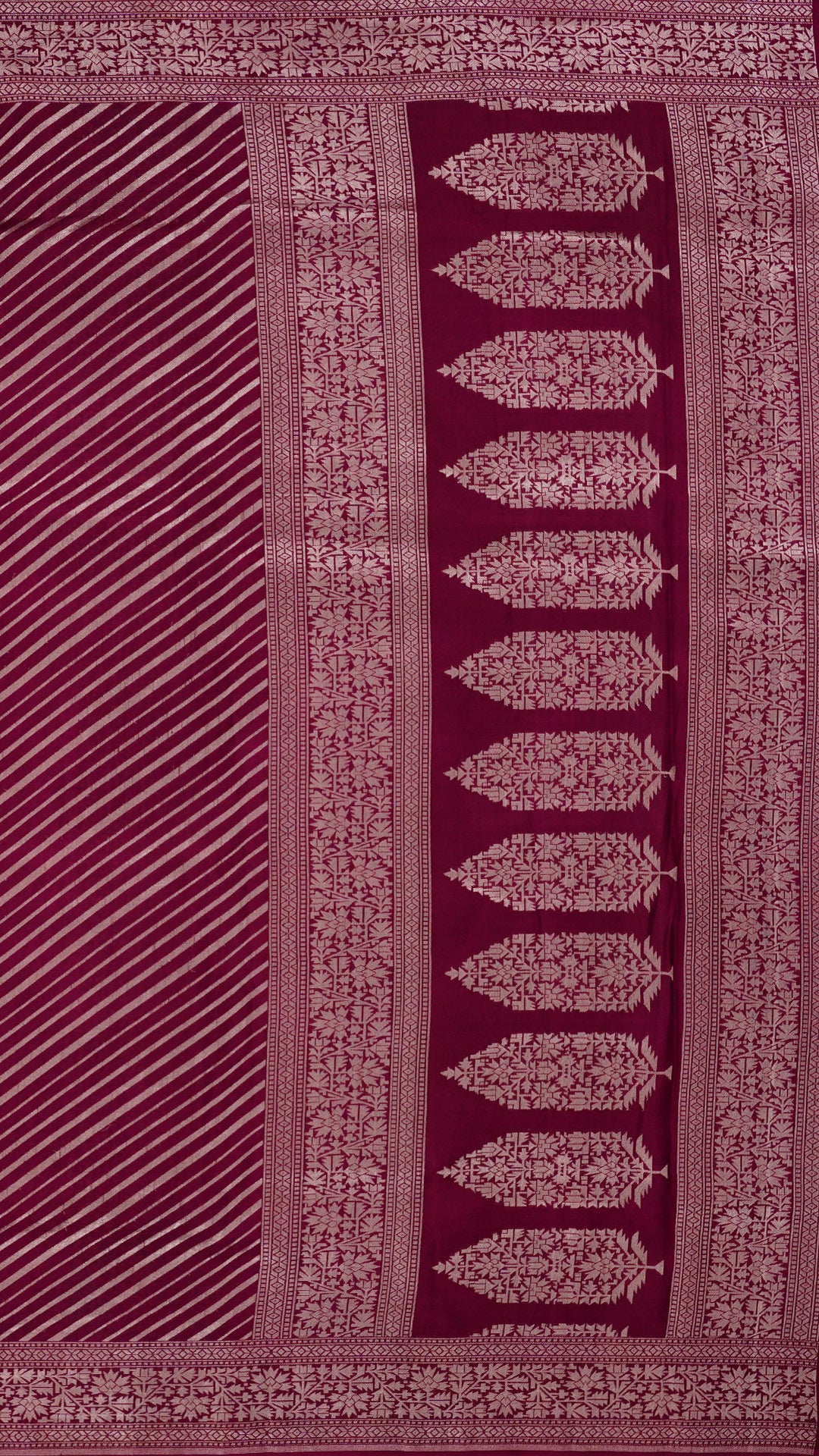 Maroon Georgette Saree with Silver Zari Border