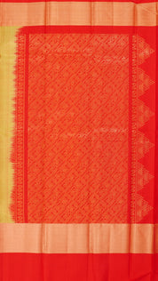 Mustard Kanchipuram Saree with Dual Shade Zari Border