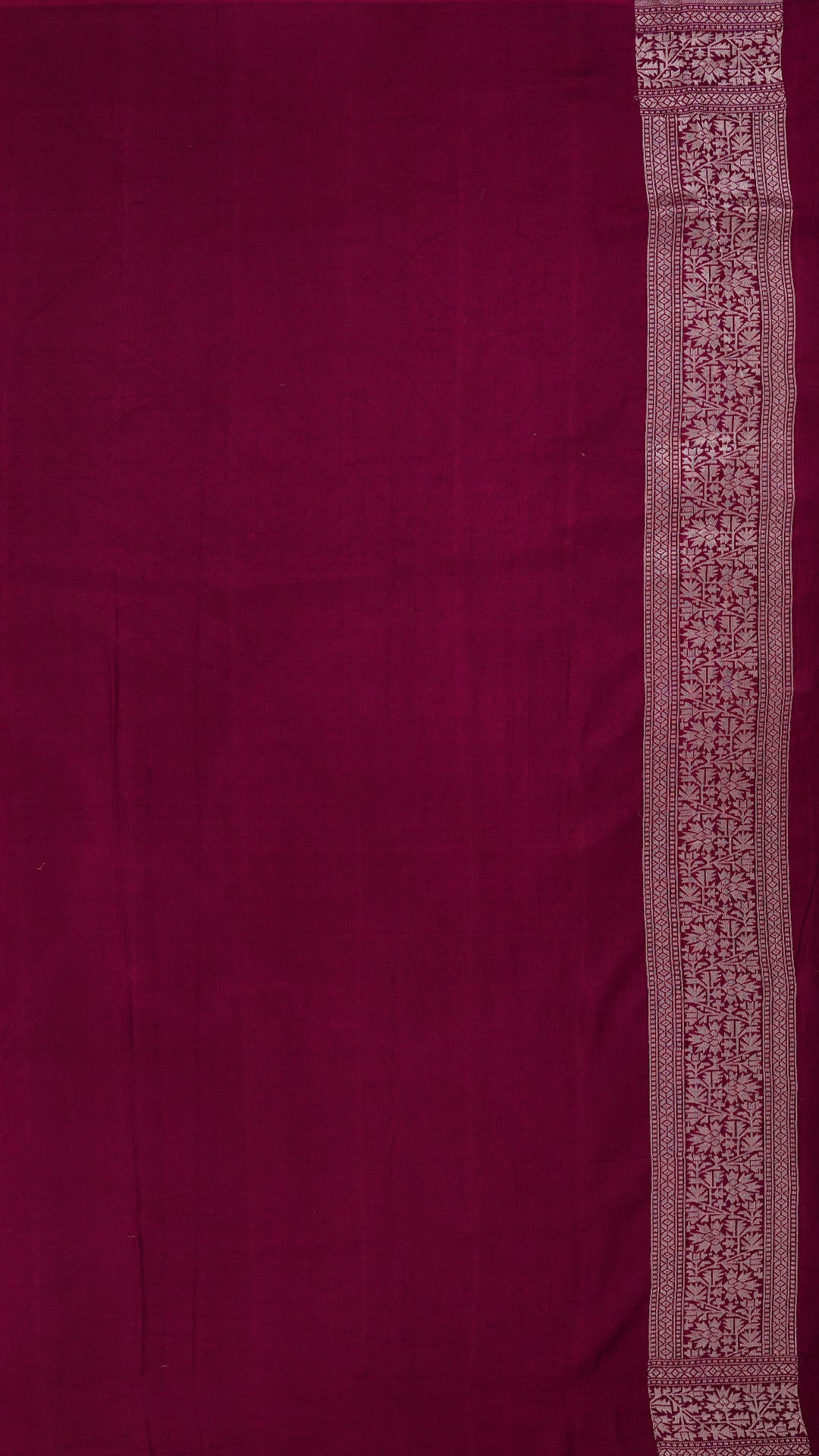 Maroon Georgette Saree with Silver Zari Border