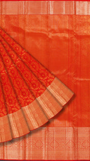Classic Red Kanchi Pattu Saree with Rich Self Gold Zari Border