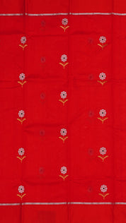 Bright Red Chanderi Silk Saree with Satin Self Border
