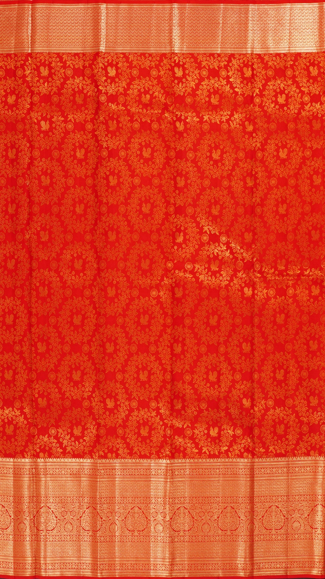 Classic Red Kanchi Pattu Saree with Rich Self Gold Zari Border