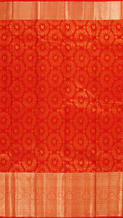 Classic Red Kanchi Pattu Saree with Rich Self Gold Zari Border