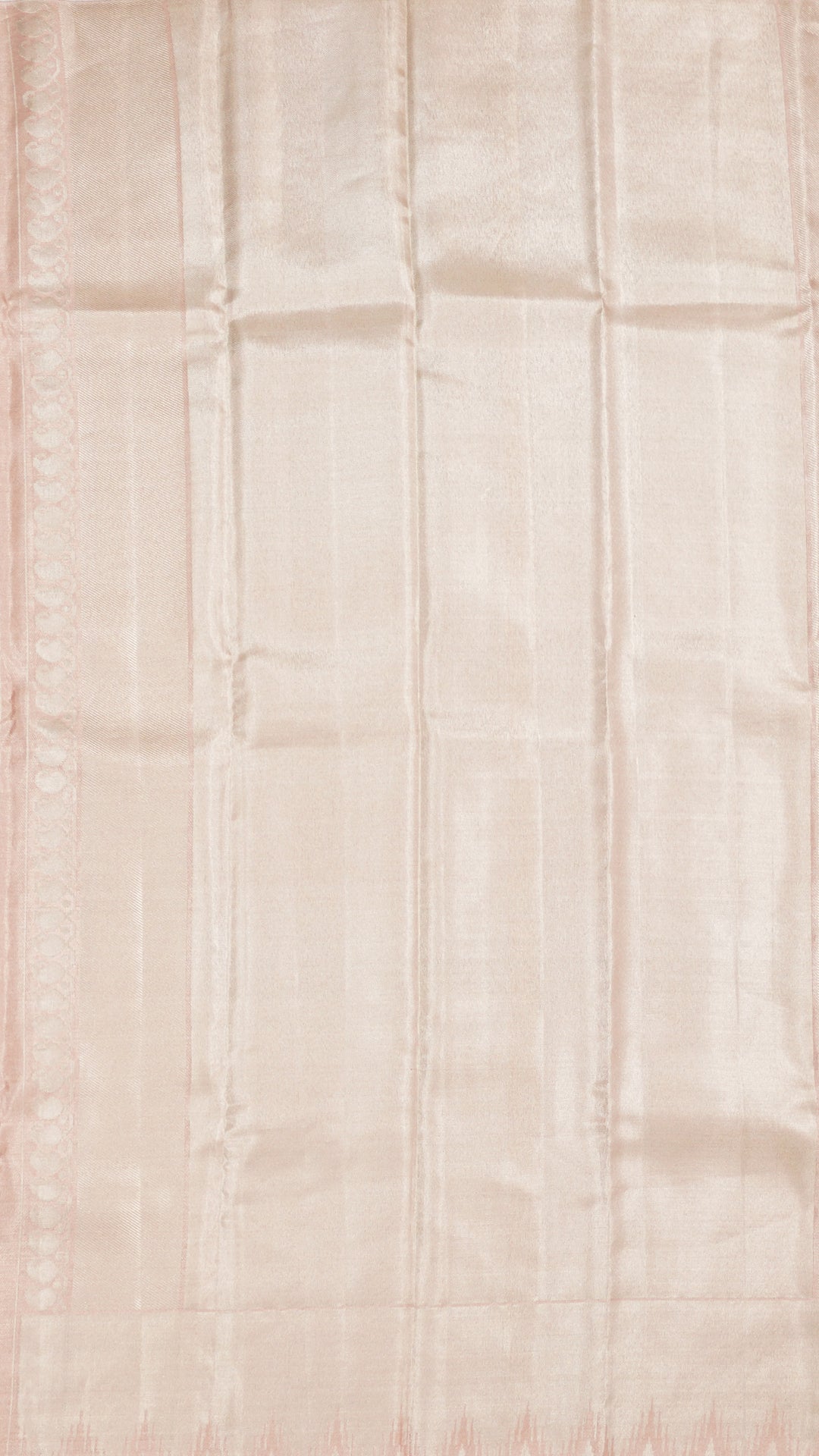 Peach Designer Kanchi Pattu Silk Saree with Geometrical Pattern - Borderless