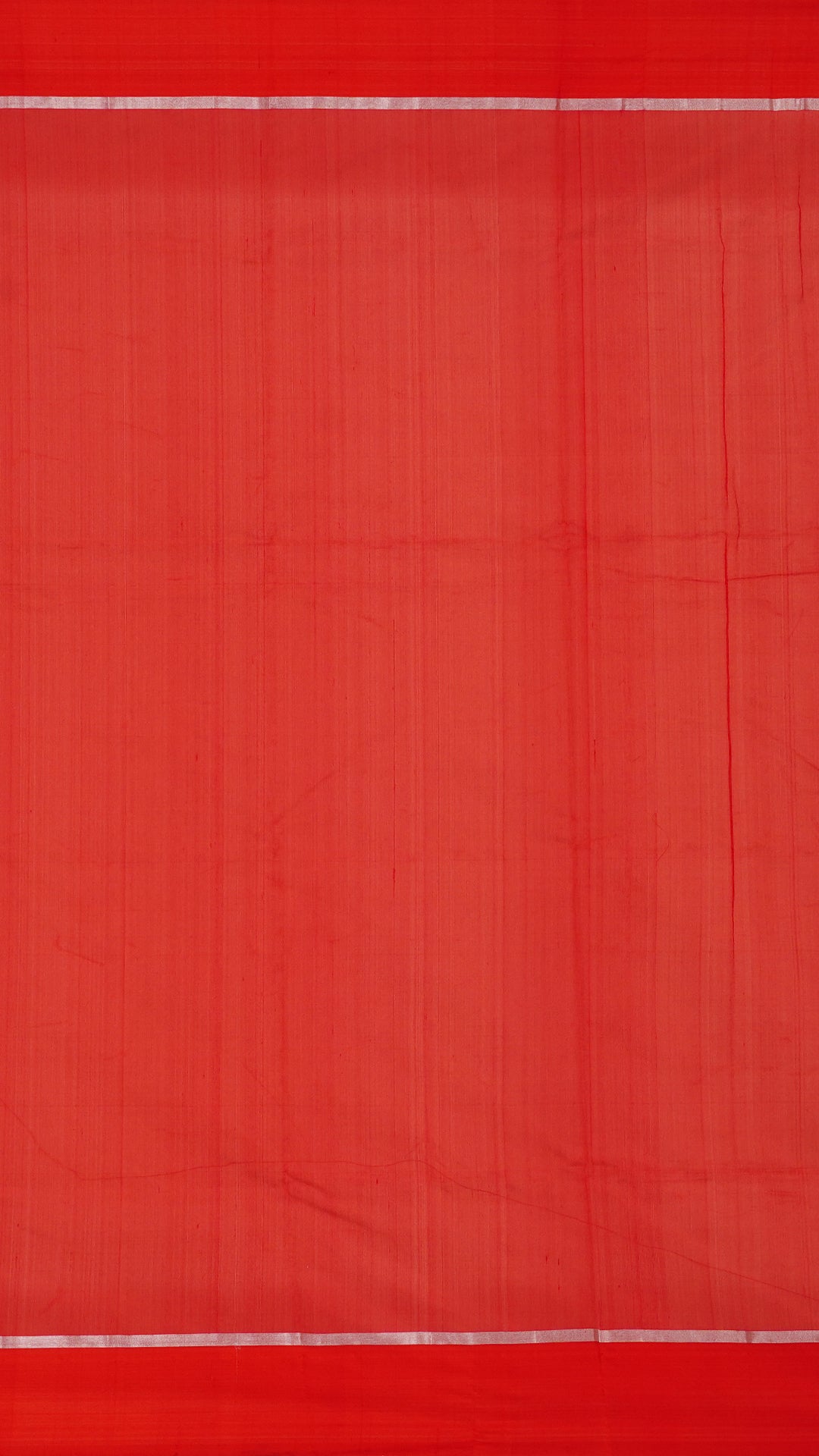 Bright Red Chanderi Silk Saree with Satin Self Border