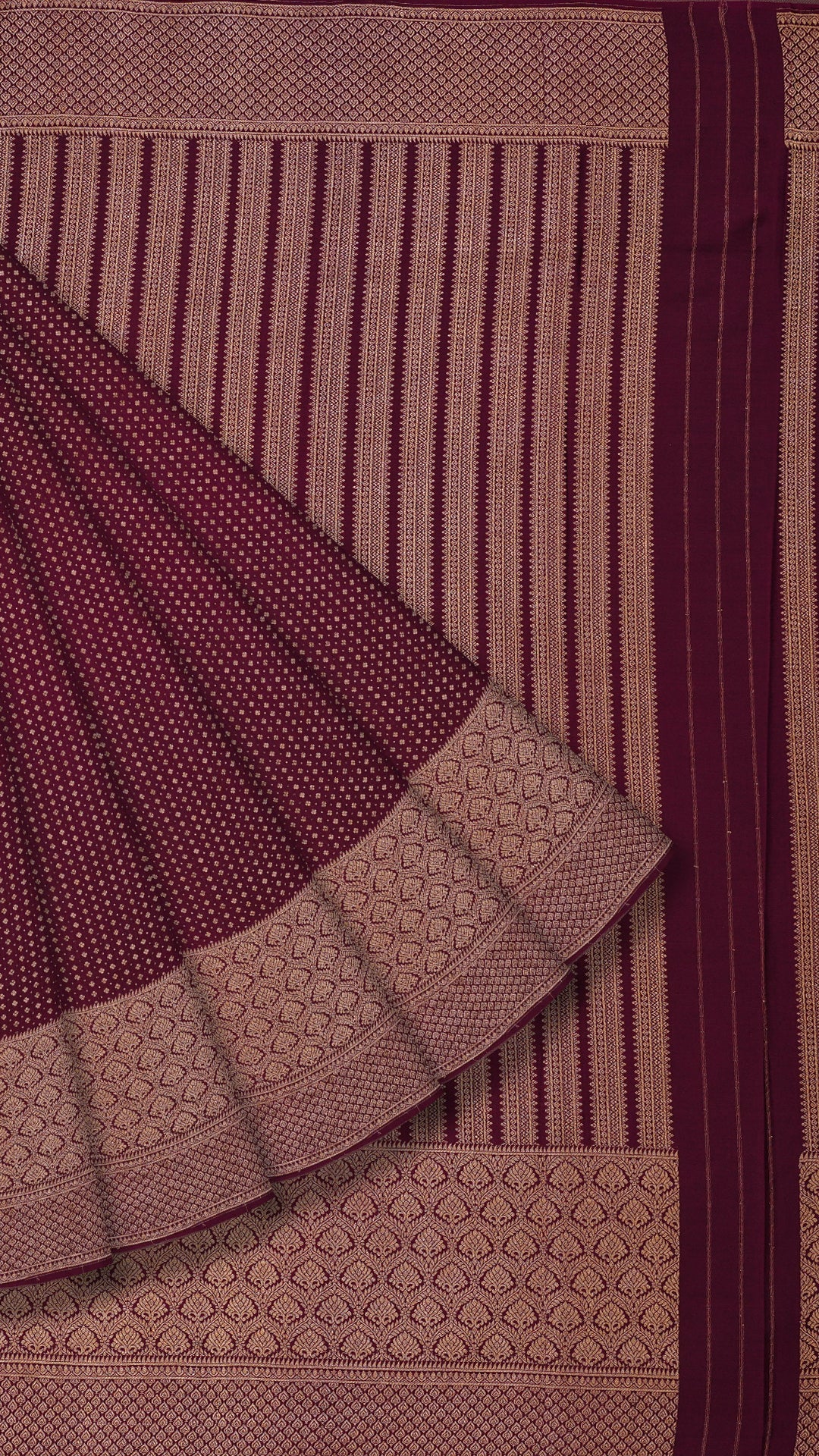 Coffee Brown Crepe Silk Saree with Silver Zari Border