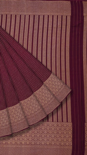 Coffee Brown Crepe Silk Saree with Silver Zari Border