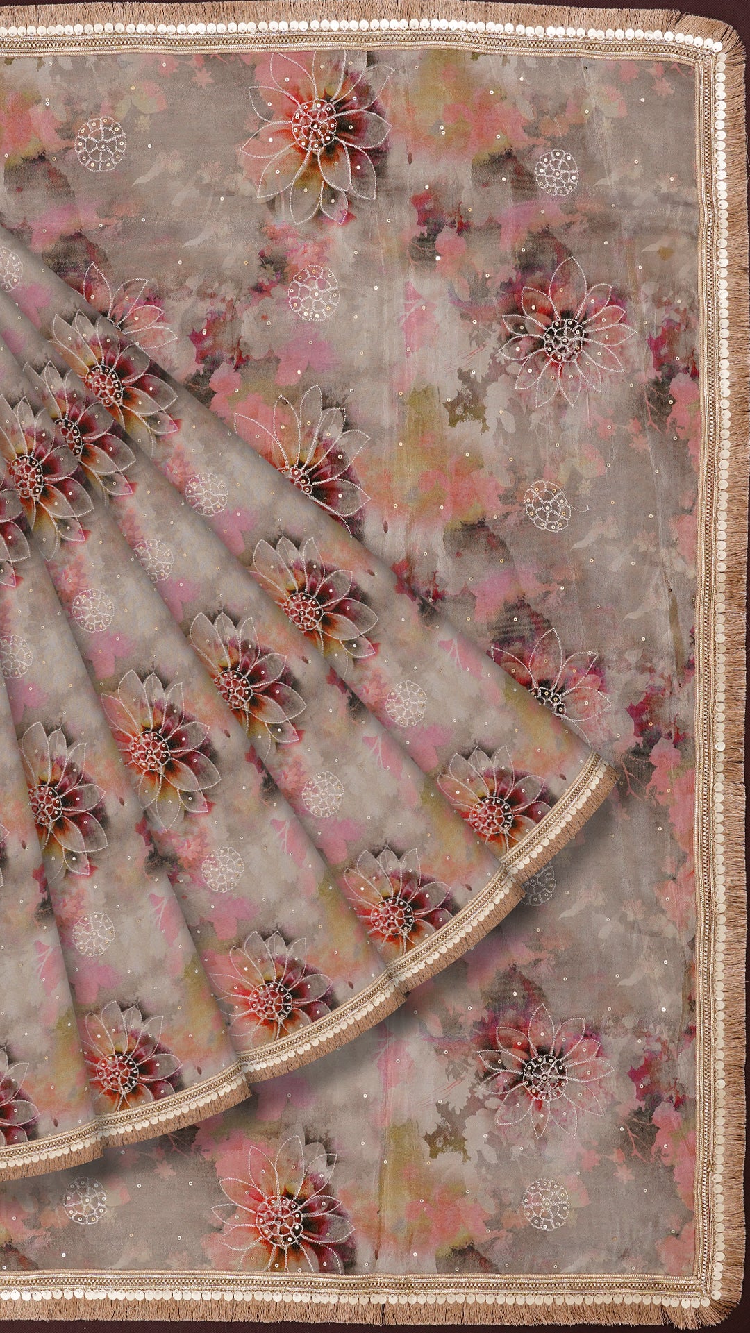 Multi-Colour Shimmer Saree with Designer Lace