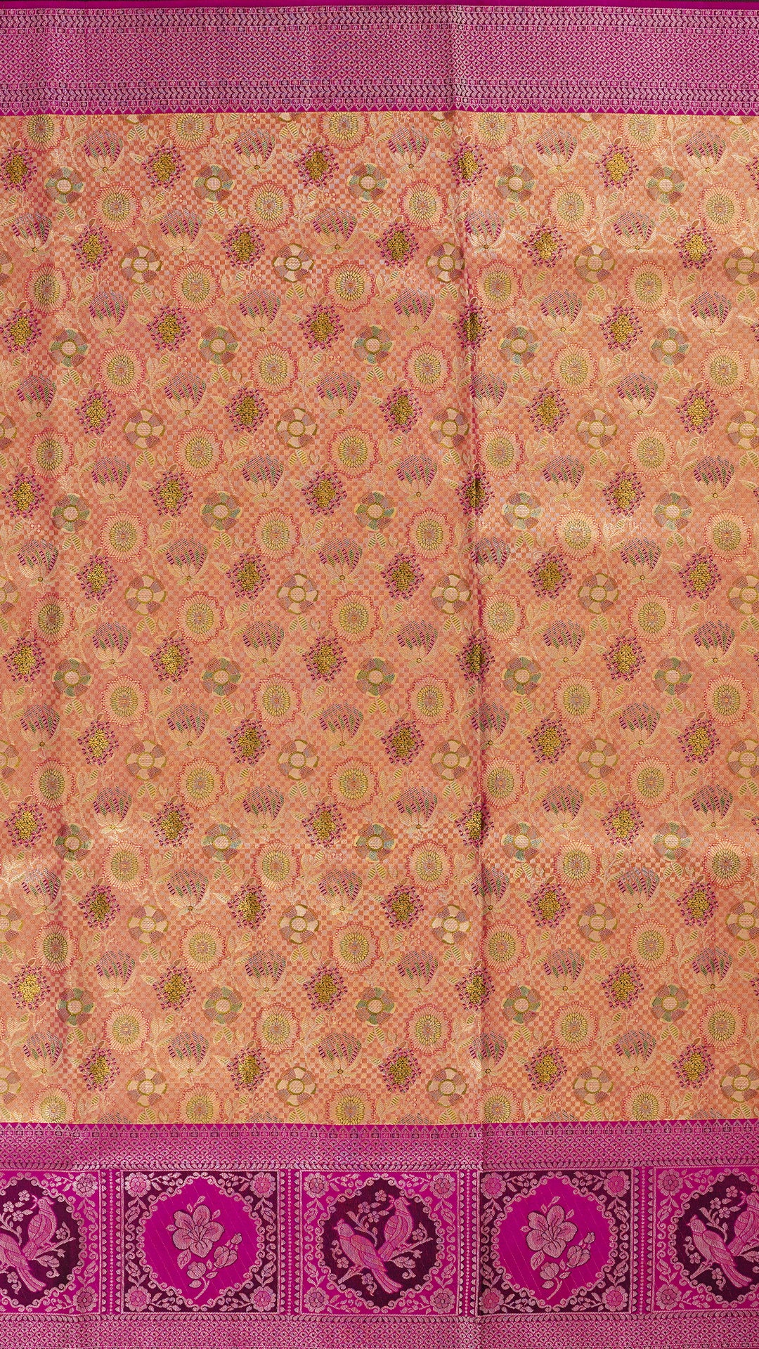 Onion Pink Tissue Kanchipuram Saree with Magenta Contrast
