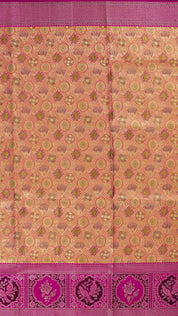 Onion Pink Tissue Kanchipuram Saree with Magenta Contrast