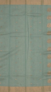 Mint Blue Chanderi Silk Saree with Gold Butta & Kadi Border