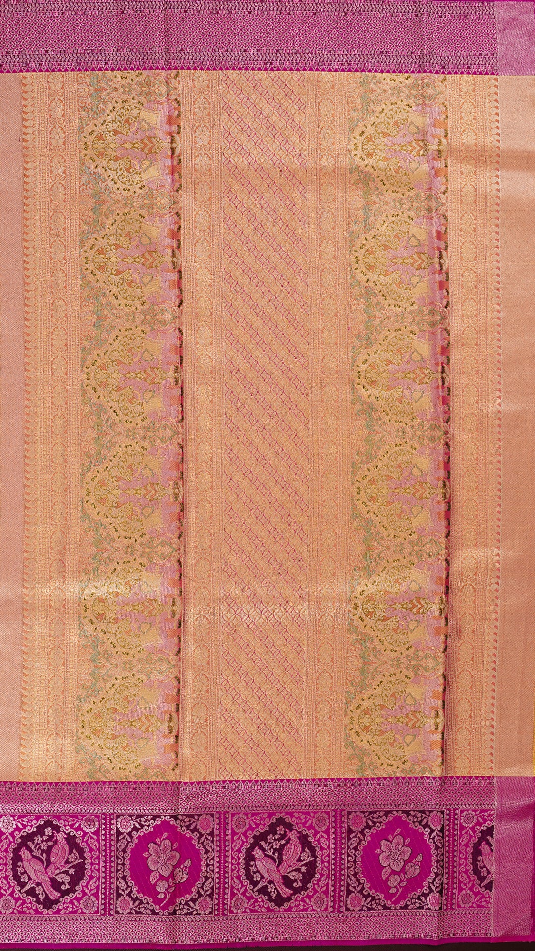 Onion Pink Tissue Kanchipuram Saree with Magenta Contrast