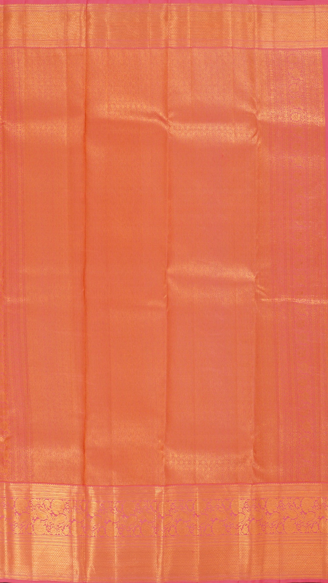 Mauve and Peach Kanchipuram Silk Saree with Silver Zari and Contrast Border | Medium Zari Saree
