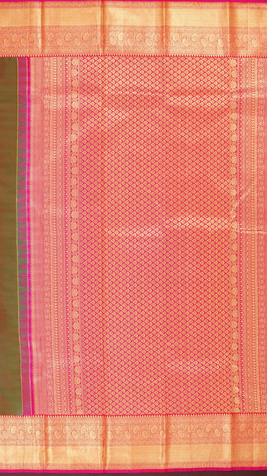 Reddish Brown Kanchipuram Saree with Pink Border