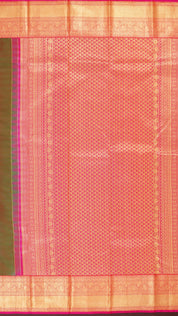 Reddish Brown Kanchipuram Saree with Pink Border