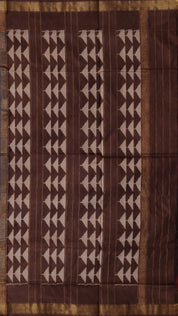 Ikkat Silk Saree with Zigzag Pattern & Plain Border