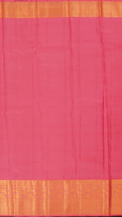 Mauve and Peach Kanchipuram Silk Saree with Silver Zari and Contrast Border | Medium Zari Saree