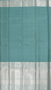 Teal Green Kanchipuram Silk Saree with Silver Butta & Self Border