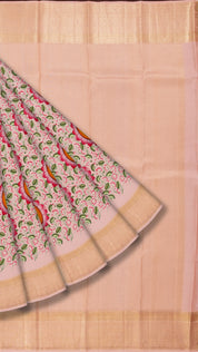 Light Peach Kanchipuram Saree with Pichwai Design