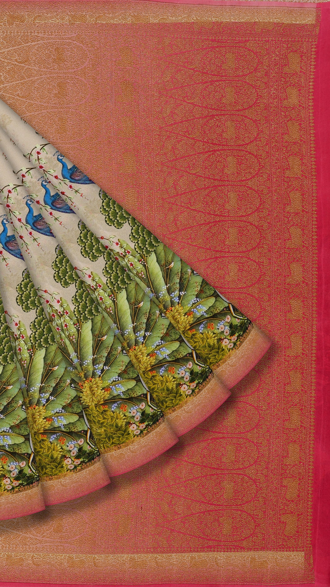Sege Green Banaras Saree with Checks & Buta