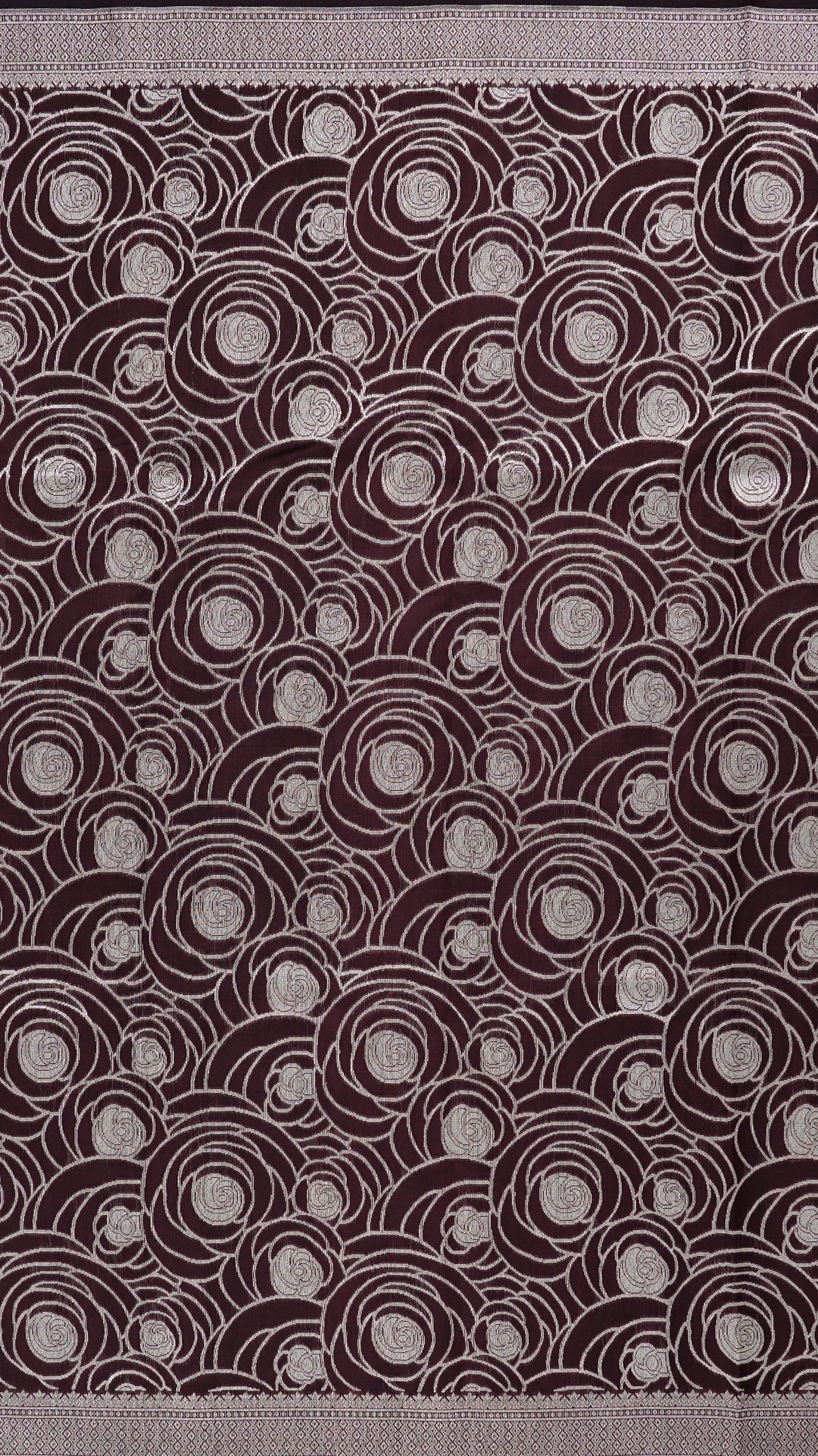 Coffee Brown Banaras Saree with Silver Zari Border