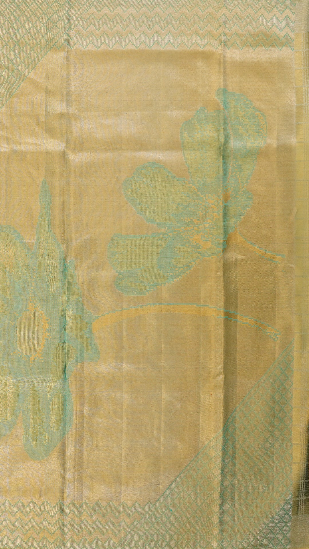 Sea Green Kanchipuram Saree with Self Tissue Checks