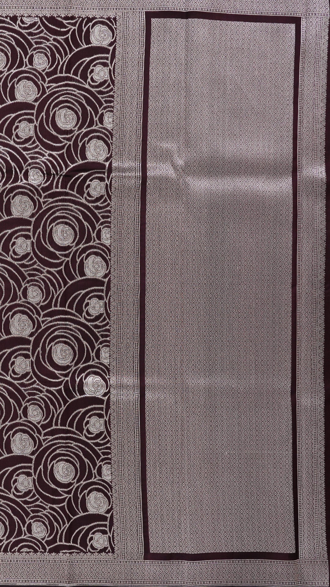 Coffee Brown Banaras Saree with Silver Zari Border