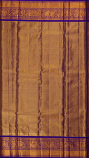 Regal Gold and Purple Silk Saree with Traditional Brocade Border