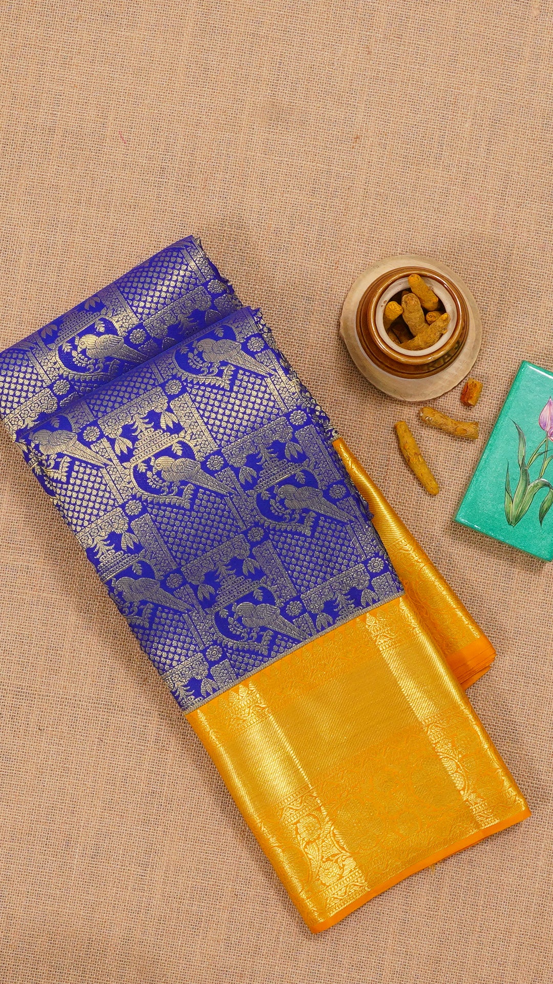 Royal Blue Dharmavaram Pattu Saree with Zari Border