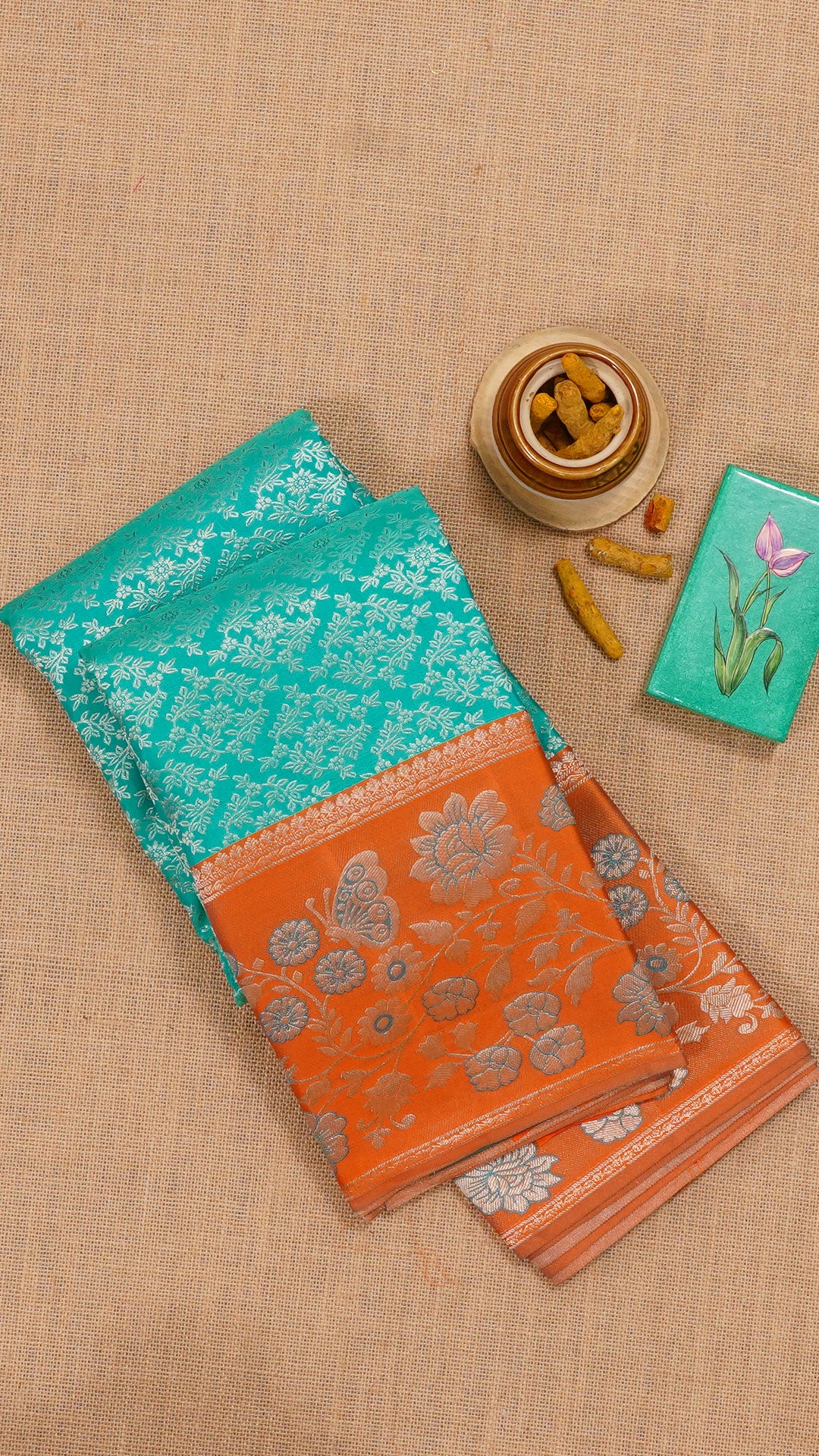 Rama Green Dharmavaram Pattu Saree with Brocade Border